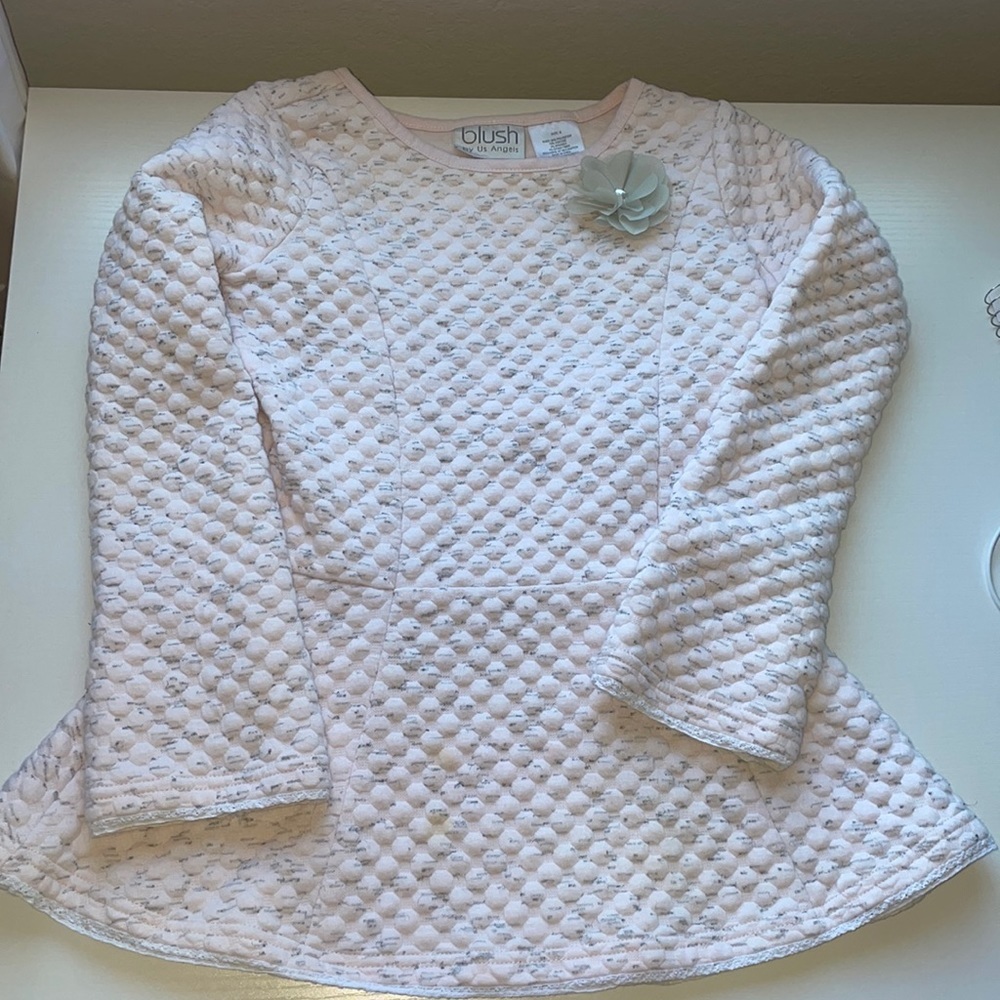 Quilted blush pink long sleeve dress